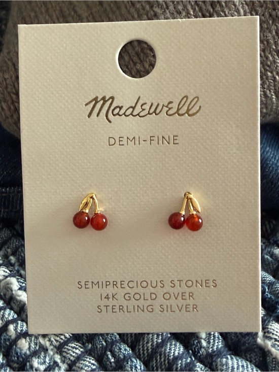 Madewell Jewelry - Madewell Demi-Fine Cherry Stud Earrings NW120 Semiprecious Stone NWT